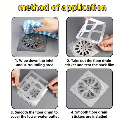 Disposable Hair Drain Catcher Floor Drains Sticker Mesh Anti Blocking Filter Shower Cover Kitchen Bathroom Sink Strainer Stoppe