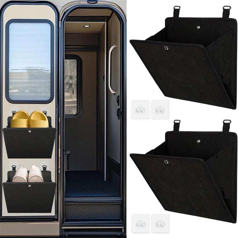 2PCS Organizador de Zapatos para Puerta de RV con Bolsillos Profundos – Rack Adhesivo para Camper, Casa Rodante y Espacios Reducidos