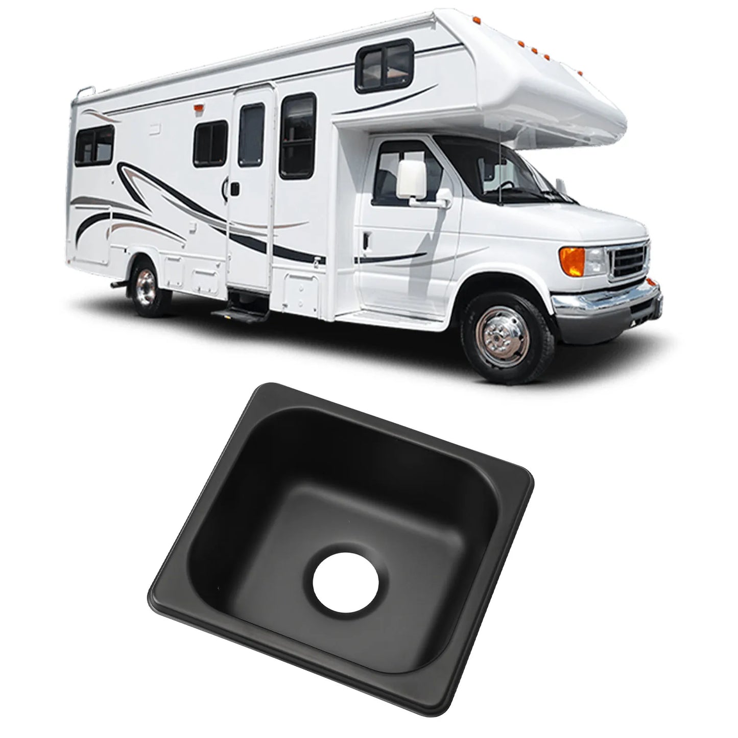 RV Black Stainless Steel Sink (175×160×70 mm)