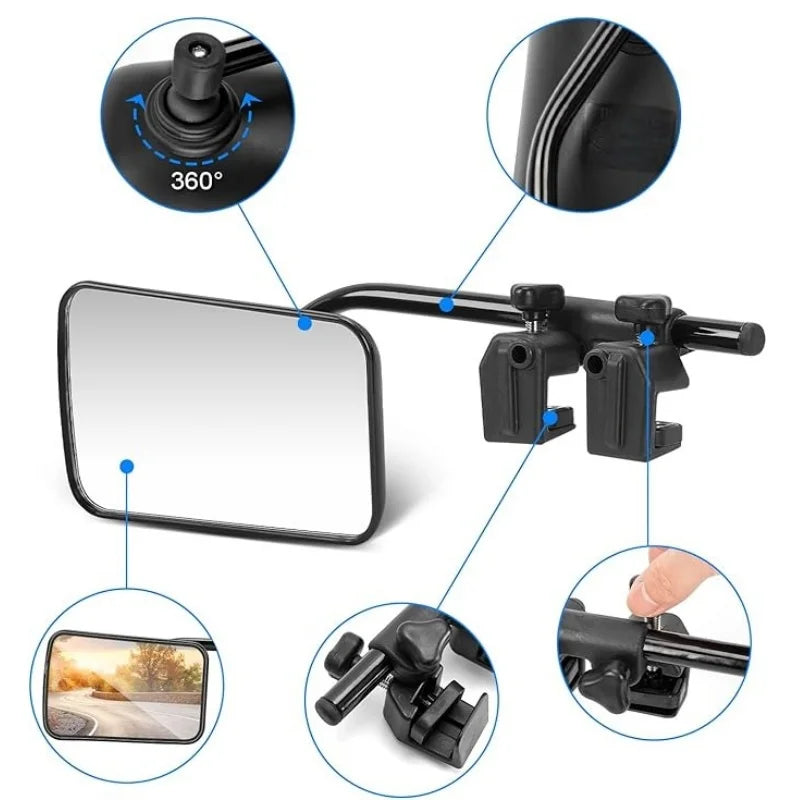Espejos Retrovisores Extensibles para Remolque – Ajustables 360° para Caravana y Camper, Clip-On