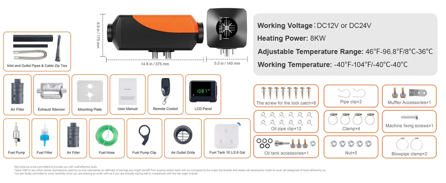 Calefactor Diésel Portátil 8KW  – Calor Rápido y Seguro