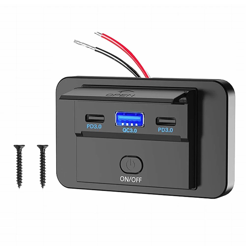 Cargador USB Empotrable 12–24V con PD y QC3.0
