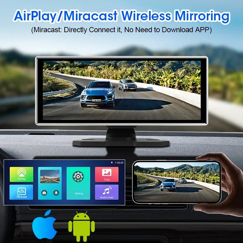 Dashcam 4K con Pantalla 11.26" + CarPlay/Android Auto - Srnubi