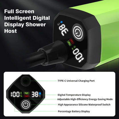 Douche électrique 6000mAh - Écran numérique + Charge rapide + Mode Eco (Camping/VR)