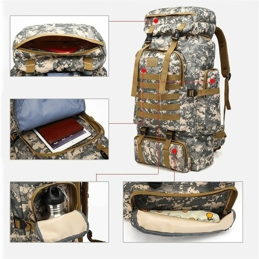 Sac à dos de randonnée 80L extensible - Nylon résistant · Housse de pluie · Multi-usages Aventure