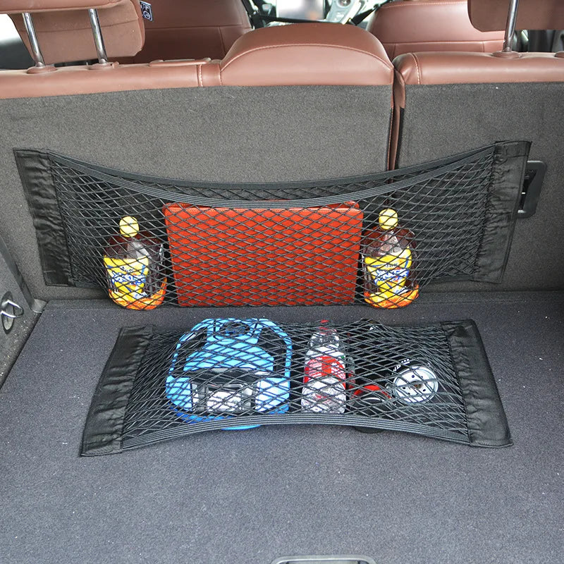 Car Seat Back and Trunk Net Organizer – Universal Elastic Pocket