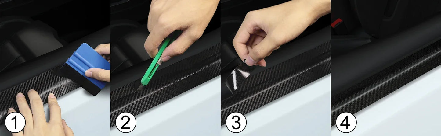 Cinta Protectora 3D Fibra de Carbono | Nano Tape Adhesiva Antirrayaduras para Puertas y Espejos | 1–10 m