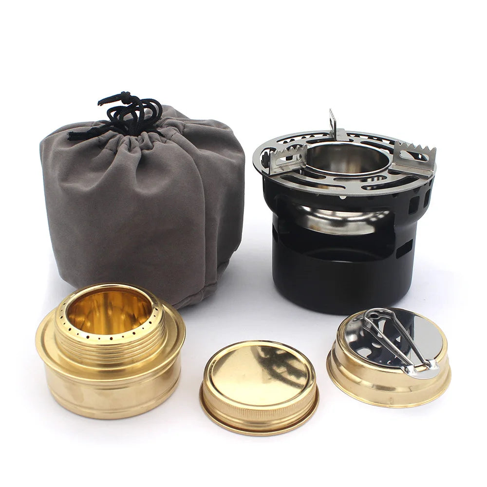 Mini Folding Alcohol Stove - Lightweight + Gas-Free for Camping