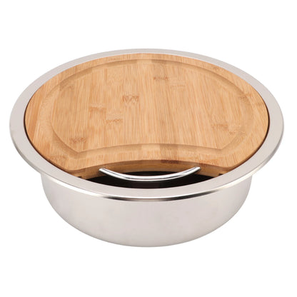 Évier de camping-car en acier inoxydable avec planche en bambou (360×120 mm)