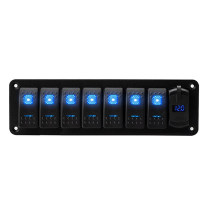 Panel de Interruptores Náutico Estanco 12V con USB y Voltímetro Digital