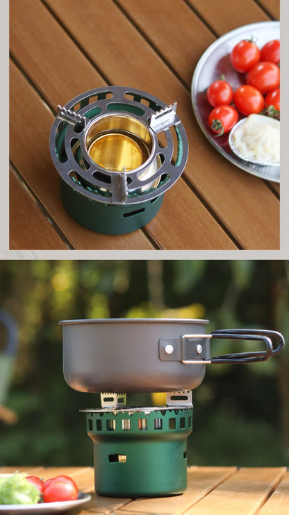 Mini Folding Alcohol Stove - Lightweight + Gas-Free for Camping