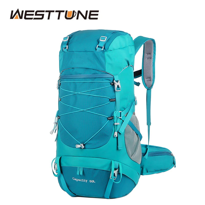 WEST TUNE External Frame Hiking Backpack - Durable Nylon · Rain Cover · Size L · Heavy Load