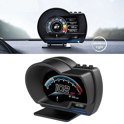 HUD Head Up Display OBD2 + GPS Universel – Tachymètre Numérique 3”, RPM, Turbo, Alarmes et Données en Temps Réel