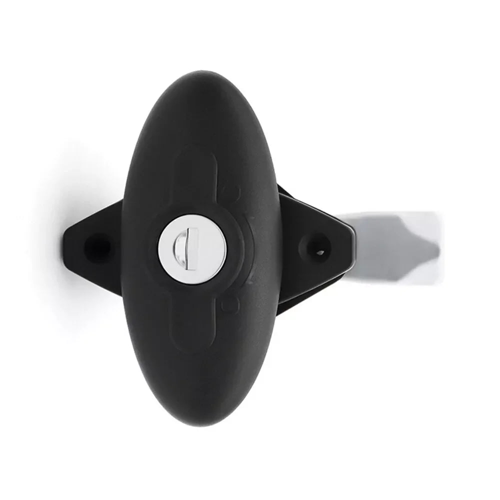 Cerradura Ovalada  Negra con Llave para Puerta de Caravana y Motorhome – Modelo 2007