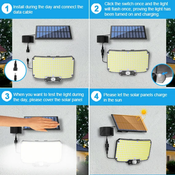 Lumière Solaire LED 234 Puces avec Capteur et Télécommande | Éclairage Intelligent pour Jardin et Patio