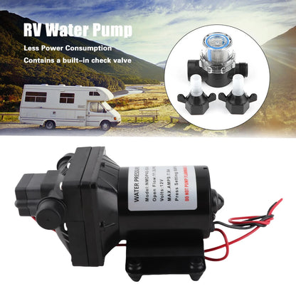 12V Self-Priming Water Pump 55 PSI – 3 GPM for Camper, Caravan, and Motorhome