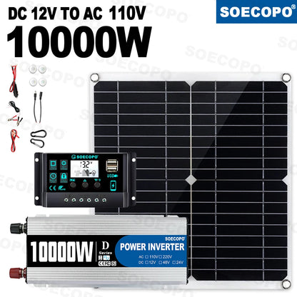 Kit Solaire Complet 10000W - Panneau 300W + Onduleur 1100W + Régulateur 100A