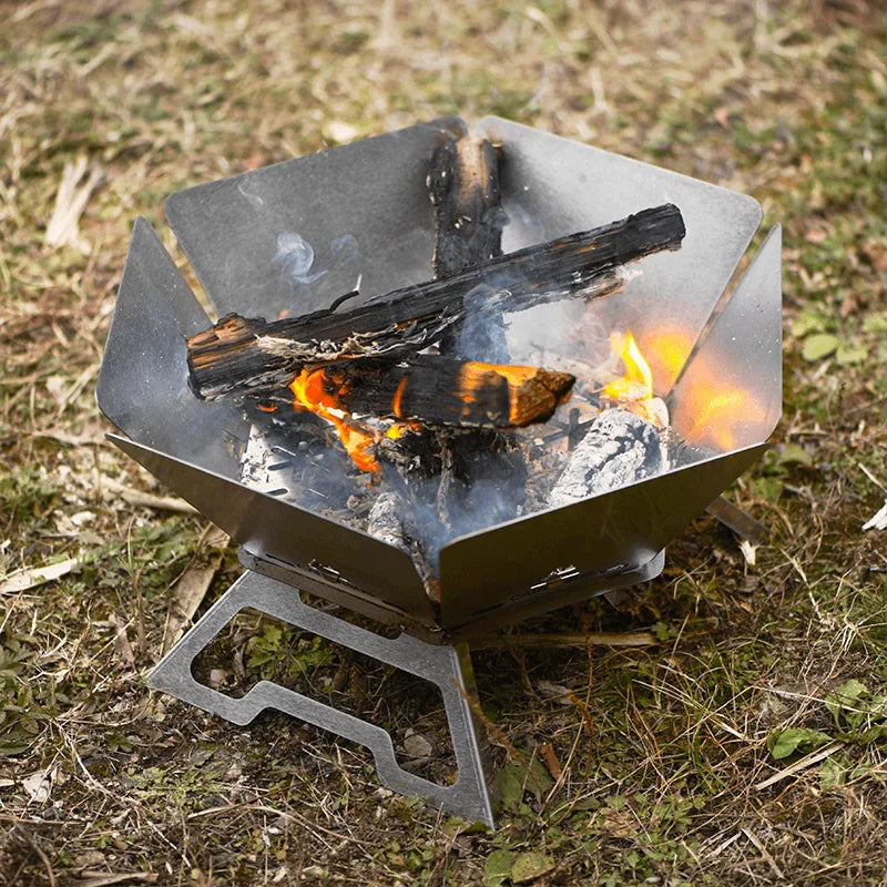 estufa de hoguera plegable para acampar