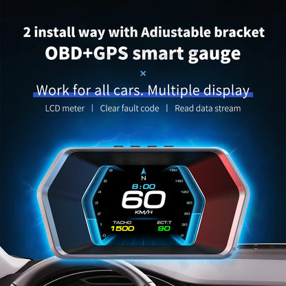 HUD ZMFJH P17 OBD2 + GPS – Head Up Display 3.5” Proyector Digital para Parabrisas con Alarma de Velocidad