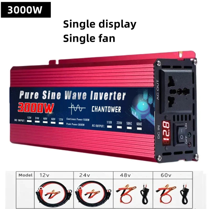 Inversor de Corriente Onda Pura 12V / 24V a 220V | 500W–2000W Continuos | Pantalla Inteligente para RV y Camper