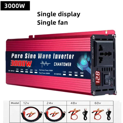 Inversor de Corriente Onda Pura 12V / 24V a 220V | 500W–2000W Continuos | Pantalla Inteligente para RV y Camper