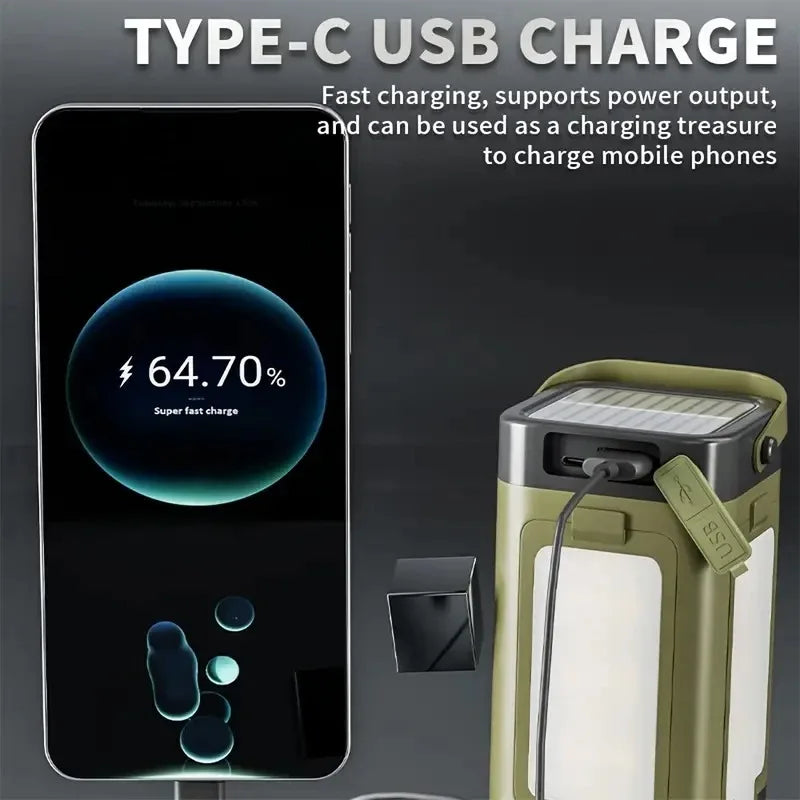 Lampe solaire pliable 2000 mAh – Lumière de camping + Power Bank + Lampe de poche 3-en-1 Description :