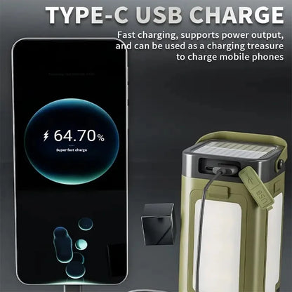 Lampe solaire pliable 2000 mAh – Lumière de camping + Power Bank + Lampe de poche 3-en-1 Description :