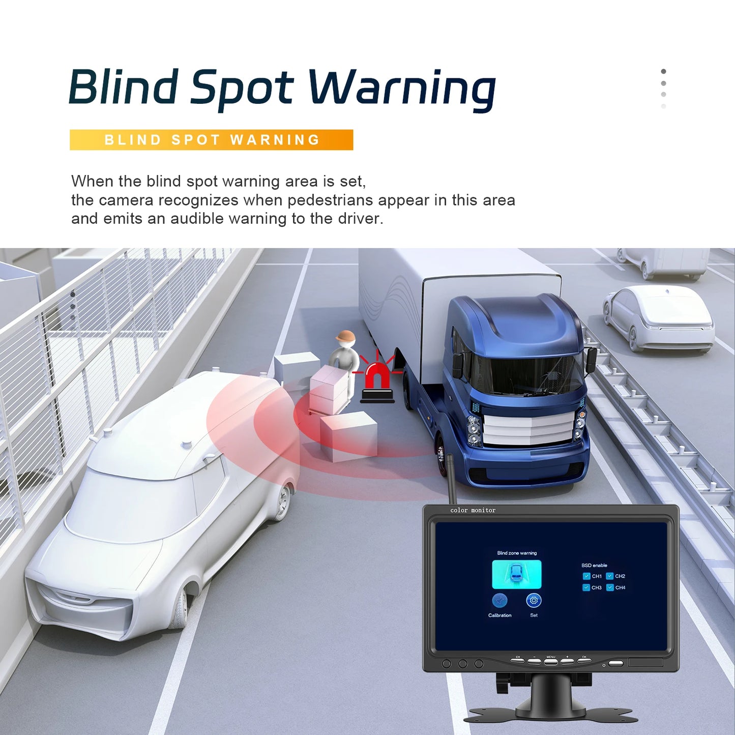 Kit Cámara de Marcha Atrás Inalámbrica 1080P con Monitor IPS HD de 7” – Sistema de Aparcamiento Nocturno para Camper, RV y Camión