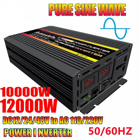 Inversor de Corriente Onda Pura Inteligente 12V/24V a 220V | 1500W–2000W Continuos con Pantalla Digital para RV y Camper