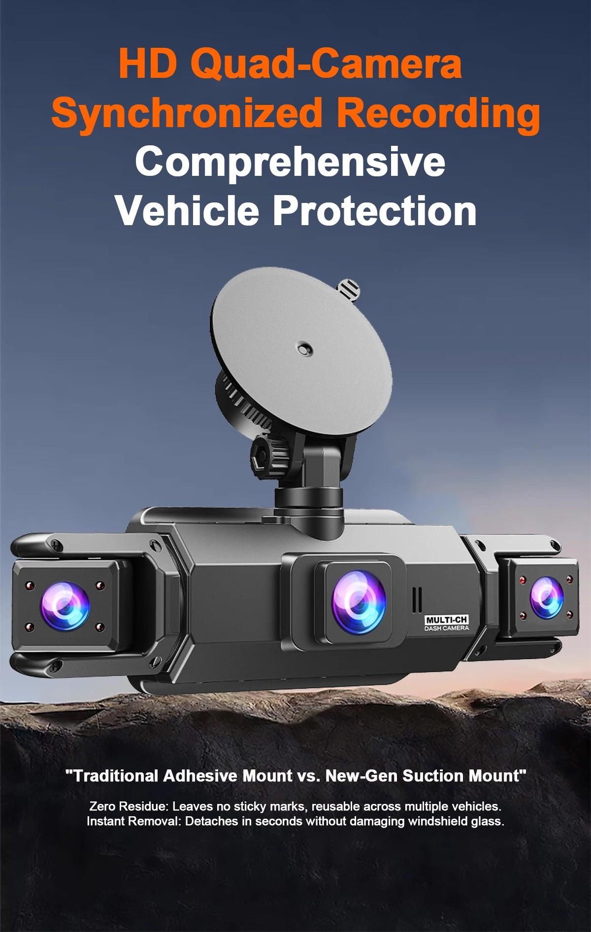 Dashcam 4 Cámaras Full HD 1080P - Grabación 360° para Camper