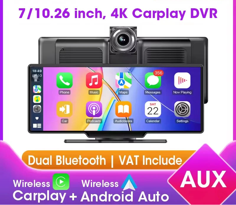 Dashcam 4K con CarPlay/Android Auto Inalámbrico - T80D/T82D
