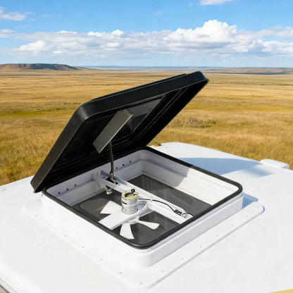 Puits de lumière de toit 14x14" pour VR – Ventilateur intégré pour la circulation de l'air dans les caravanes et les camping-cars