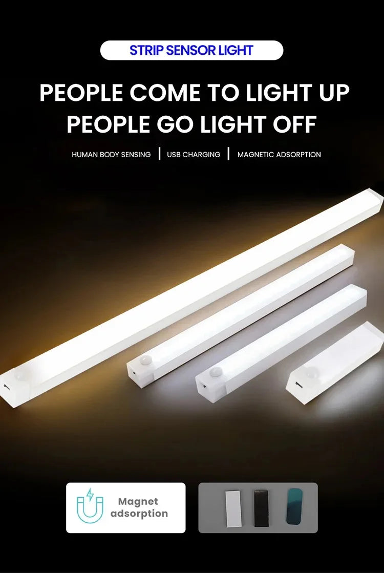 Luz LED con Sensor de Movimiento - Recargable USB-C · Magnética · 3 Colores · Sin Cables