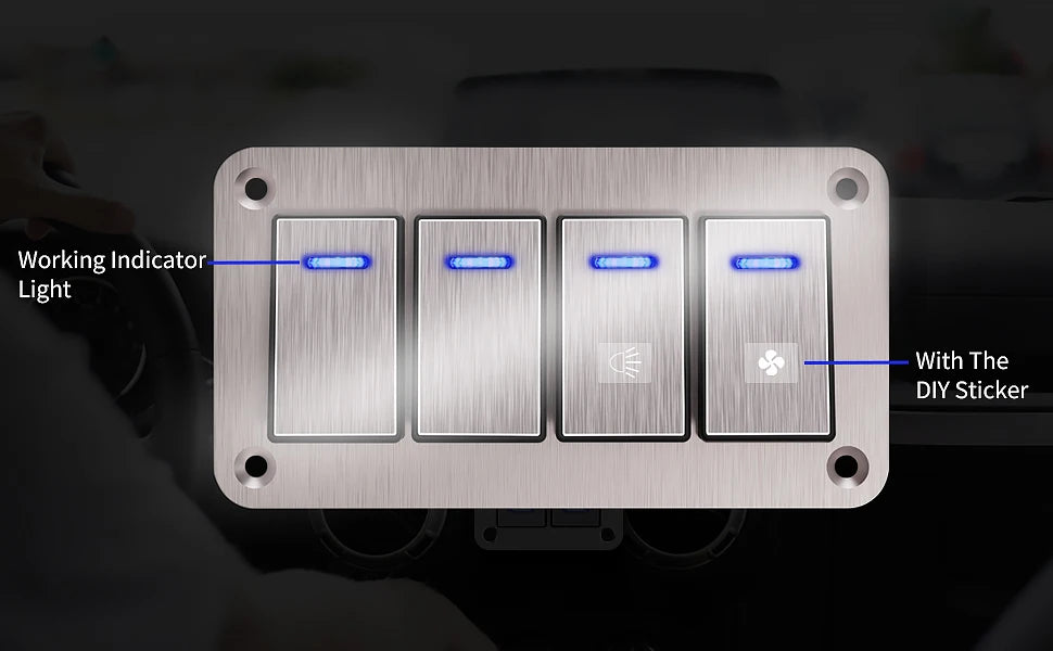 Panel de Interruptores de Aluminio 12V / 24V para Camper, RV y 4x4