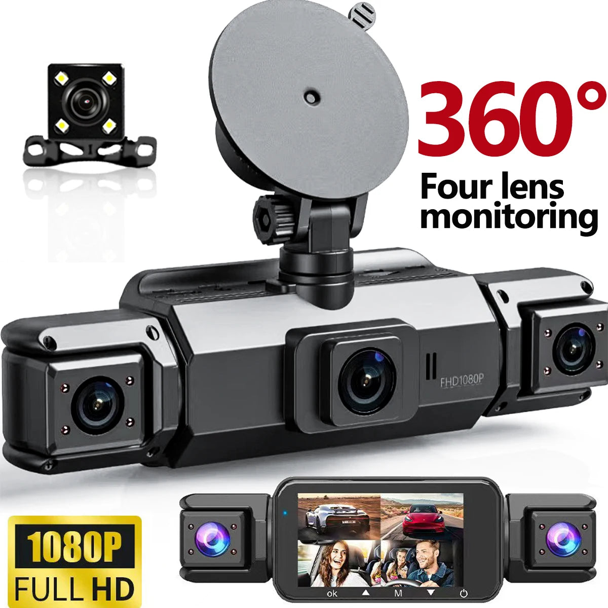 Dashcam 4 Cámaras Full HD 1080P - Grabación 360° para Camper