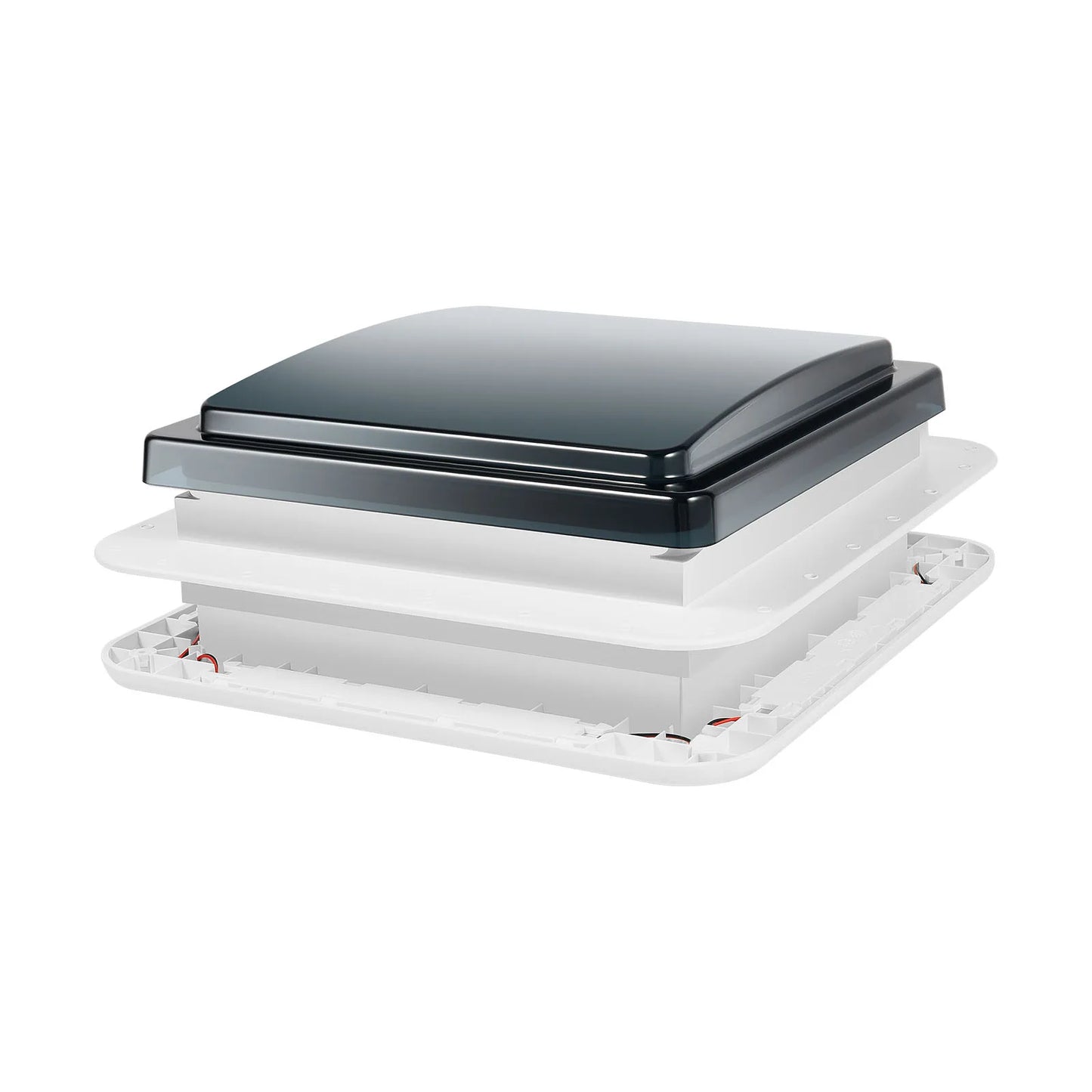 Claraboya de Techo 28×28 cm para RV y Camper – Ventilador Manual 12V con Luz LED IP68