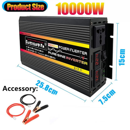 Inversor de Corriente Onda Pura Inteligente 12V/24V a 220V | 1500W–2000W Continuos con Pantalla Digital para RV y Camper