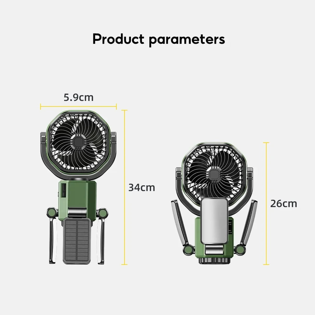 Ventilateur de camping 3-en-1 - 6000mAh + Lumière LED + Power Bank (Pliable)