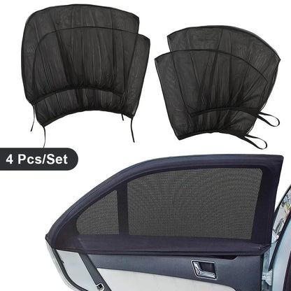 Lot de 4 moustiquaires de fenêtre - Universelles · Anti-moustiques · Protection solaire · Ventilation · Installation express
