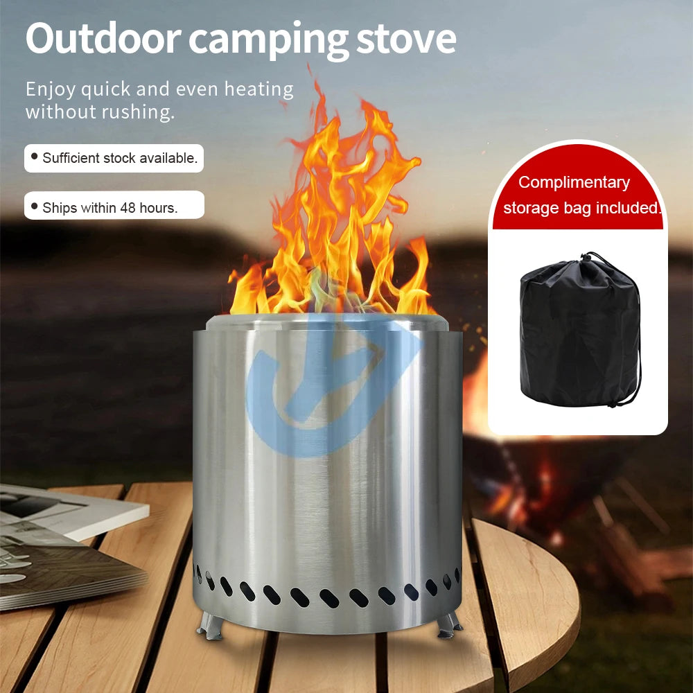 Hornillo Leña Sin Humo - Combustión Eficiente + Acero Inox para Camping