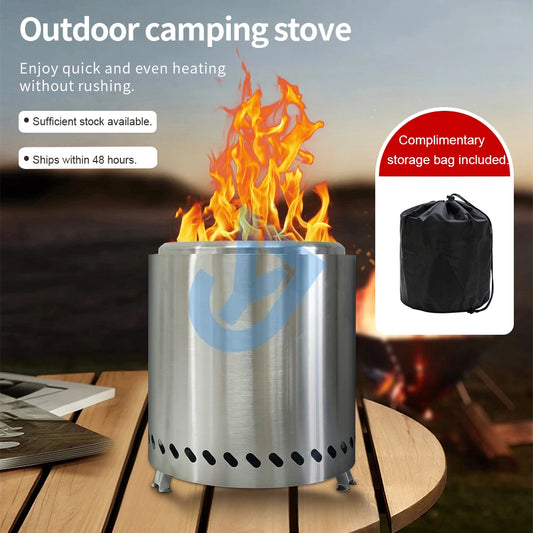 Hornillo Leña Sin Humo - Combustión Eficiente + Acero Inox para Camping