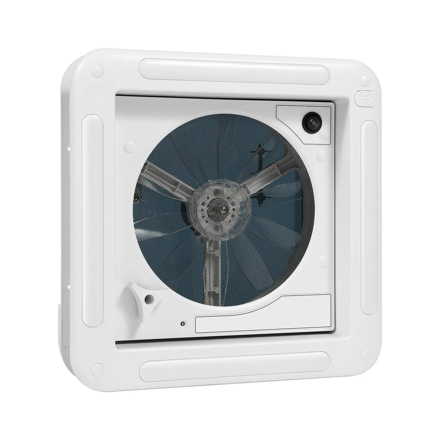 Ventilateur de plafond de camping-car 12V avec LED - 6 vitesses + double flux IP68 (28x28cm)