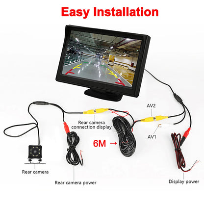 Cámara de Marcha Atrás con Cable y Visión Nocturna LED 170° – Kit con Monitor 4,3” para Coche, Camper y Furgoneta