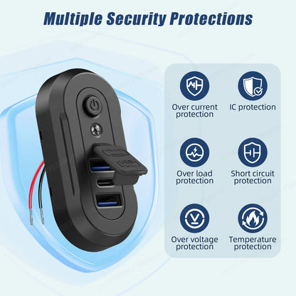 Cargador USB Empotrable 12–24V con 3 Puertos de Carga Rápida
