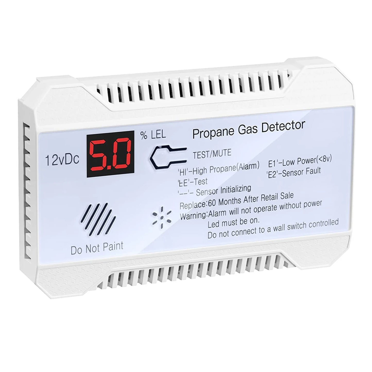 Detector de Gas Propano y Monóxido de Carbono 12V para RV | Alarma Dual LP/CO con Pantalla Digital