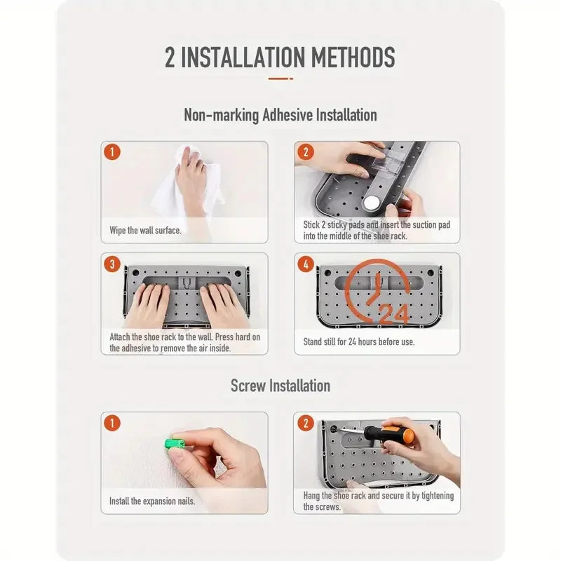 Estante para Zapatos Montado en Pared – Organizador de Plástico Duradero, Ahorro de Espacio, Para Todo Tipo de Calzado