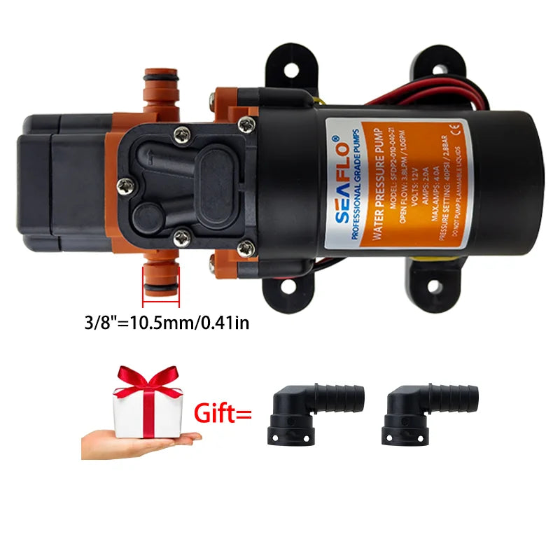 Pompe à Eau sous Pression 12V 40 PSI – Membrane Auto-amorçante pour Camping-car et Bateau