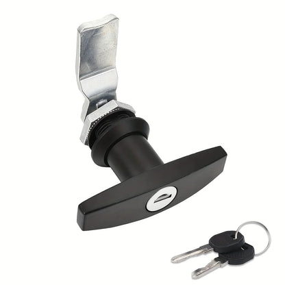 Cerradura de Manija en T con Llaves – Bloqueo Trasero para Puertas de Garaje, Remolques, Caravanas, Armarios y Cajones – Color Negro