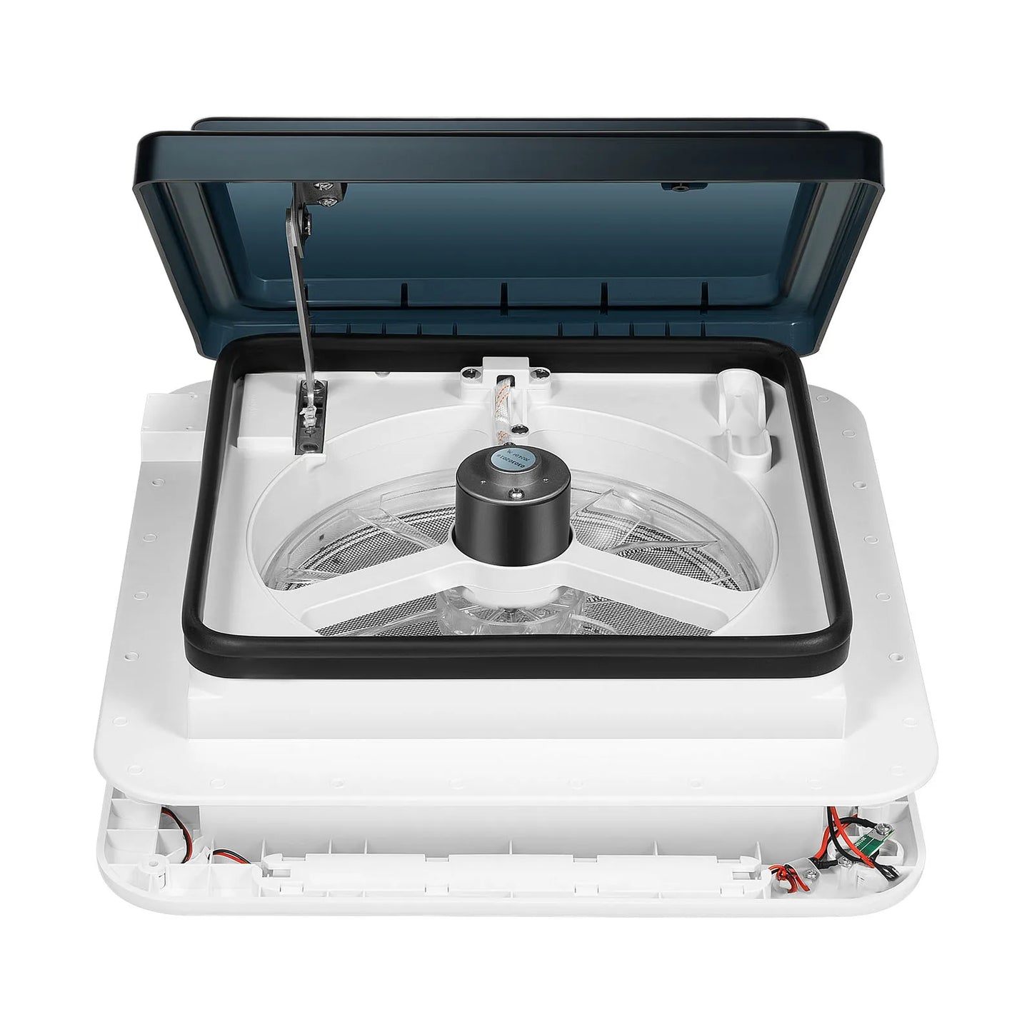 Claraboja con Ventilador 12V para RV y Camper | Extractor de Techo 28×28 cm con Luz LED y 6 Velocidades