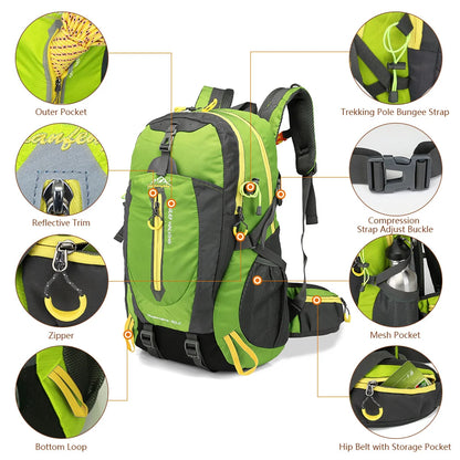 Mochila 40L Ultraligera - Nylon Impermeable · Multiusos · Sin Estructura